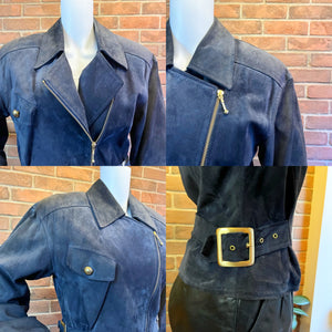 Danier Blue Suede Moto Jacket