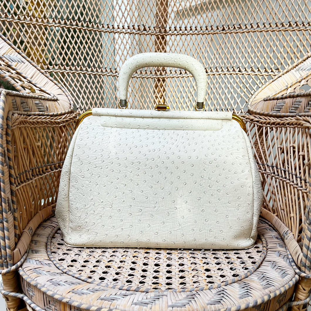 JR USA Cream 'Ostrich' Handbag