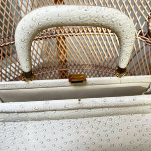 JR USA Cream 'Ostrich' Handbag