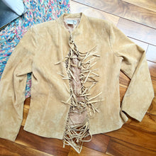 Load image into Gallery viewer, Tan Suede Fringe Jacket
