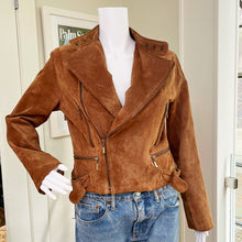 Load image into Gallery viewer, EMC Caramel Suede Moto Jacket
