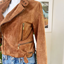 Load image into Gallery viewer, EMC Caramel Suede Moto Jacket
