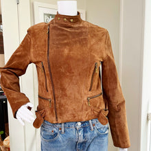 Load image into Gallery viewer, EMC Caramel Suede Moto Jacket
