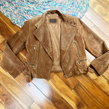 Load image into Gallery viewer, EMC Caramel Suede Moto Jacket
