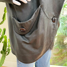 Load image into Gallery viewer, Black Puff Shoulder Leather Coat
