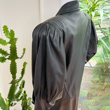 Load image into Gallery viewer, Black Puff Shoulder Leather Coat
