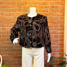 Load image into Gallery viewer, Alia Black Velvet Embellished Jacket
