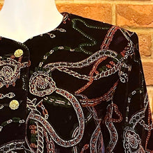 Load image into Gallery viewer, Alia Black Velvet Embellished Jacket
