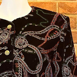 Alia Black Velvet Embellished Jacket