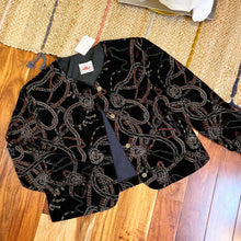 Load image into Gallery viewer, Alia Black Velvet Embellished Jacket
