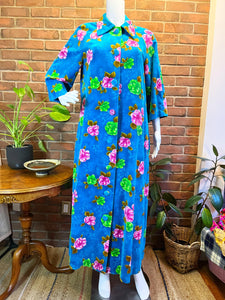 Turquoise Floral Velour Over Coat