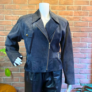 Danier Blue Suede Moto Jacket