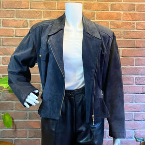 Danier Blue Suede Moto Jacket