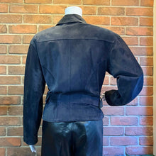 Load image into Gallery viewer, Danier Blue Suede Moto Jacket
