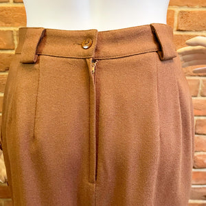 Simon Chang Brown Wool Pencil Skirt