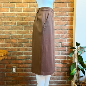 Simon Chang Brown Wool Pencil Skirt