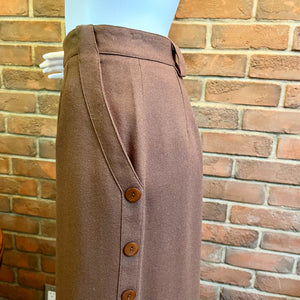 Simon Chang Brown Wool Pencil Skirt