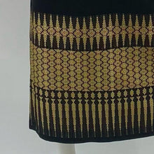 Load image into Gallery viewer, Thai Silk Black&amp;Gold Pencil Skirt
