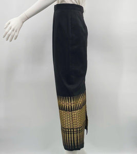 Thai Silk Black&Gold Pencil Skirt