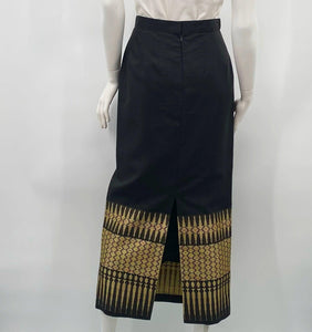 Thai Silk Black&Gold Pencil Skirt