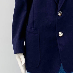 Merit Navy Wool Crest Blazer