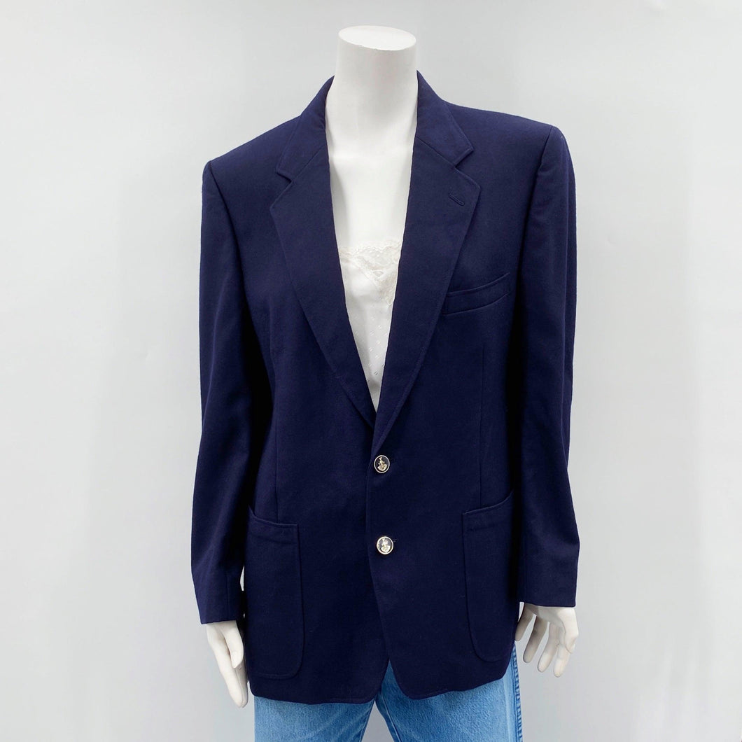 Merit Navy Wool Crest Blazer